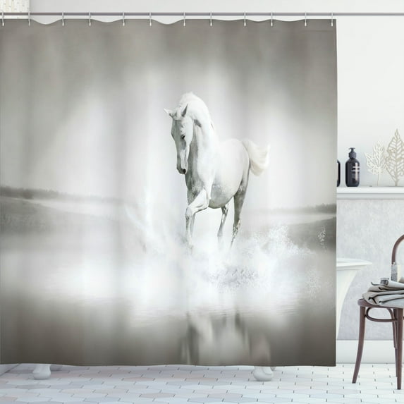 Ambesonne Animal Shower Curtain, Wild, 69"Wx84"L, Black and White