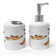 thumbnail image 1 of Ambesonne Animal Soap Dispenser & Toothbrush Holder Set, Superhero Puppy with Paw, 2 Pcs, Red Cream White, 1 of 6