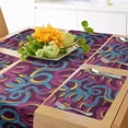 thumbnail image 1 of Ambesonne Animal Table Runner & Placemats, Hand Drawn Art Snakes, Placemat 4 pcs + Runner 14"x72", Plum Blue Yellow, 1 of 2
