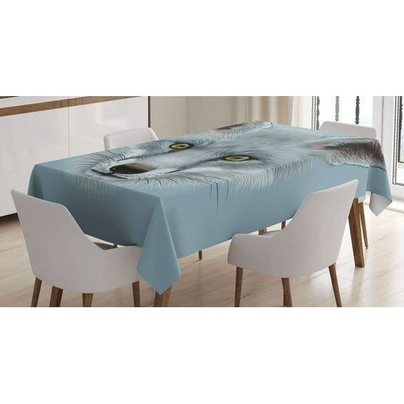 Ambesonne Animal Tablecloth Rectangular Table Cover, Fluffy Forest Creature, 60"x90", Pale Blue