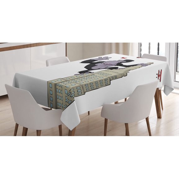 Ambesonne Animal Tablecloth Rectangular Table Cover, King Monkey Cartoon, 52"x70", Beige Black and Red