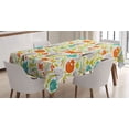 thumbnail image 1 of Ambesonne Animal Tablecloth Rectangular Table Cover, Wild Fox Wolf Flower, 60"x90", Orange Green and Blue, 1 of 3