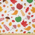 thumbnail image 1 of Ambesonne Animal Theme Fabric by the Yard Microfiber, Fall Leaves Flowers, 1 Yard, White Dark Pink and Marigold, 1 of 2