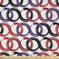 thumbnail image 1 of Ambesonne Animal Theme Fabric by the Yard Microfiber, Greek Myths Ouroboros, 5 Yards, White Purple Scarlet, 1 of 2