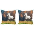 thumbnail image 1 of Ambesonne Animal Throw Pillow Cover 2 Pack, Andalusian Horse Dusk, 16", White Orange Green, 1 of 7