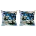 thumbnail image 1 of Ambesonne Animal Throw Pillow Cover 2 Pack, Blue Art Savannah Tigers, 24", White Black Blue, 1 of 7