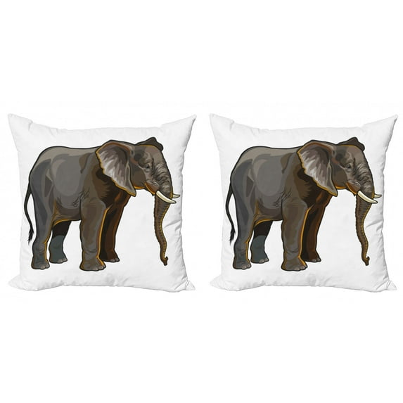 Ambesonne Animal Throw Pillow Cover 2 Pack, Exotic Savannah Creature, 20", Grey