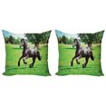 thumbnail image 1 of Ambesonne Animal Throw Pillow Cover 2 Pack, Friesian Horse, 16", Black Green, 1 of 6
