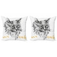 thumbnail image 1 of Ambesonne Animal Throw Pillow Cover 2 Pack, Hand Drawn Cat, 16", Mustard Black and White, 1 of 7