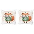 thumbnail image 1 of Ambesonne Animal Throw Pillow Cover 2 Pack, Lİttle Fox and Bird, 24", Orange Green, 1 of 7