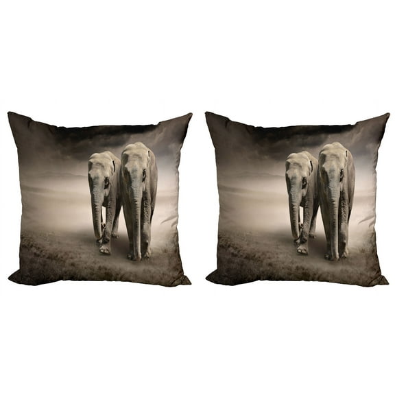 Ambesonne Animal Throw Pillow Cover 2 Pack, Pair of Animals Dust, 20", Tan Taupe