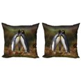 thumbnail image 1 of Ambesonne Animal Throw Pillow Cover 2 Pack, Penguin Couple Cuddling, 18", Multicolor, 1 of 2