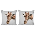thumbnail image 1 of Ambesonne Animal Throw Pillow Cover 2 Pack, Savannah Wildlife Giraffe, 20", Brown and Grey, 1 of 7