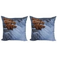 thumbnail image 1 of Ambesonne Animal Throw Pillow Cover 2 Pack, Wild Bear Fish Nature, 20", Brown White, 1 of 2