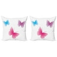 thumbnail image 1 of Ambesonne Animal Throw Pillow Cover 2 Pack, Wings Life Theme, 20", Dried Rose Pink and Blue, 1 of 7
