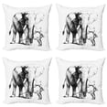 thumbnail image 1 of Ambesonne Animal Throw Pillow Cover 4 Pack, Big Mammal Sketch, 18", Charcoal Grey White, 1 of 2