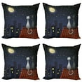 thumbnail image 1 of Ambesonne Animal Throw Pillow Cover 4 Pack, Cats on the Roof Valentines, 18", Grey Yellow, 1 of 7