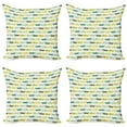 thumbnail image 1 of Ambesonne Animal Throw Pillow Cover 4 Pack, Crocodile Funny Faces, 24", Yellow Green Teal, 1 of 2