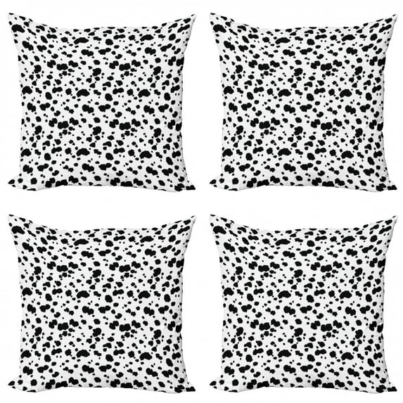 Ambesonne Animal Throw Pillow Cover 4 Pack, Dalmatian Print Texture, 20", White and Black