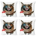 thumbnail image 1 of Ambesonne Animal Throw Pillow Cover 4 Pack, Funny Dog Puppy, 24", Orange Cocoa Blue, 1 of 6