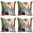 thumbnail image 1 of Ambesonne Animal Throw Pillow Cover 4 Pack, Geometric Mosaic Kitten, 20", Multicolor, 1 of 6