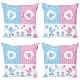 thumbnail image 1 of Ambesonne Animal Throw Pillow Cover 4 Pack, Girl Boy, 18", Pale Pink Blue, 1 of 7