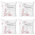 thumbnail image 1 of Ambesonne Animal Throw Pillow Cover 4 Pack, Girl Flowers Butterfly, 24", Charcoal Grey Vermilion, 1 of 5