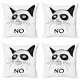 thumbnail image 1 of Ambesonne Animal Throw Pillow Cover 4 Pack, Grumpy Face Famous Cat, 18", Black and White, 1 of 5