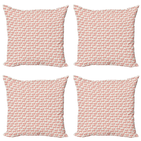 Ambesonne Animal Throw Pillow Cover 4 Pack, Horse Pattern, 20", Coral and Cream