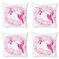 thumbnail image 1 of Ambesonne Animal Throw Pillow Cover 4 Pack, Hummingbird Flower Dots, 24", Pink Fuchsia, 1 of 5