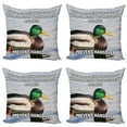 thumbnail image 1 of Ambesonne Animal Throw Pillow Cover 4 Pack, Mallard Duck with Words, 18", Multicolor, 1 of 6