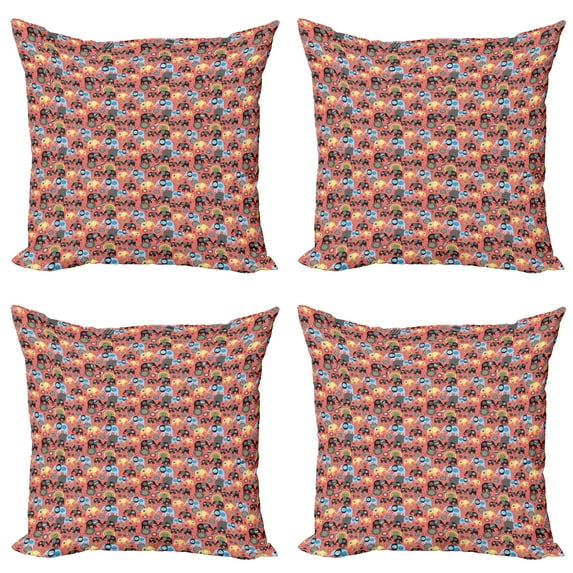 Ambesonne Animal Throw Pillow Cover 4 Pack, Modern Art, 18", Multicolor