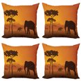 thumbnail image 1 of Ambesonne Animal Throw Pillow Cover 4 Pack, Savanna Mammals, 16", Cinnamon Marigold, 1 of 2