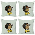 thumbnail image 1 of Ambesonne Animal Throw Pillow Cover 4 Pack, Scuba Diver Hedgehog, 16", Pale Blue Yellow, 1 of 5