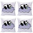 thumbnail image 1 of Ambesonne Animal Throw Pillow Cover 4 Pack, Sleeping Panda on Cloud, 20", Lilac Black, 1 of 7