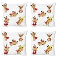thumbnail image 1 of Ambesonne Animal Throw Pillow Cover 4 Pack, Superhero Puppy with Paw, 24", Red Cream White, 1 of 7