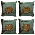 thumbnail image 1 of Ambesonne Animal Throw Pillow Cover 4 Pack, Tired Owl on Oak Tree, 24", Blue Brown, 1 of 7
