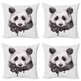 thumbnail image 1 of Ambesonne Animal Throw Pillow Cover 4 Pack, Watercolor Panda Bear, 18", Beige White and Black, 1 of 7