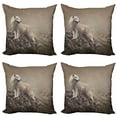 thumbnail image 1 of Ambesonne Animal Throw Pillow Cover 4 Pack, White Wolf on the Rocks, 24", Warm Taupe, 1 of 7