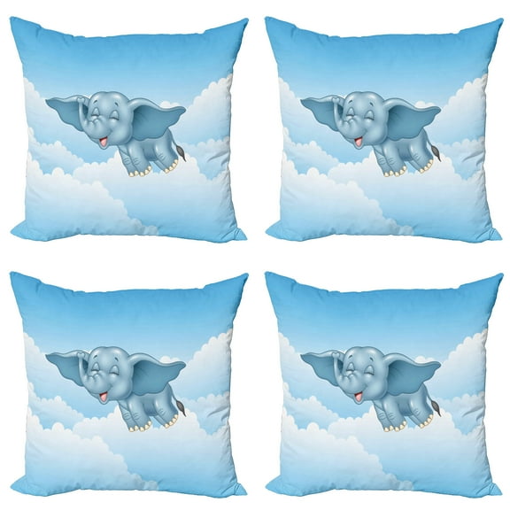 Ambesonne Animal Throw Pillow Cover 4 Pack, and Clouds, 16", Pale Blue