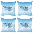 thumbnail image 1 of Ambesonne Animal Throw Pillow Cover 4 Pack, and Clouds, 24", Pale Blue, 1 of 5