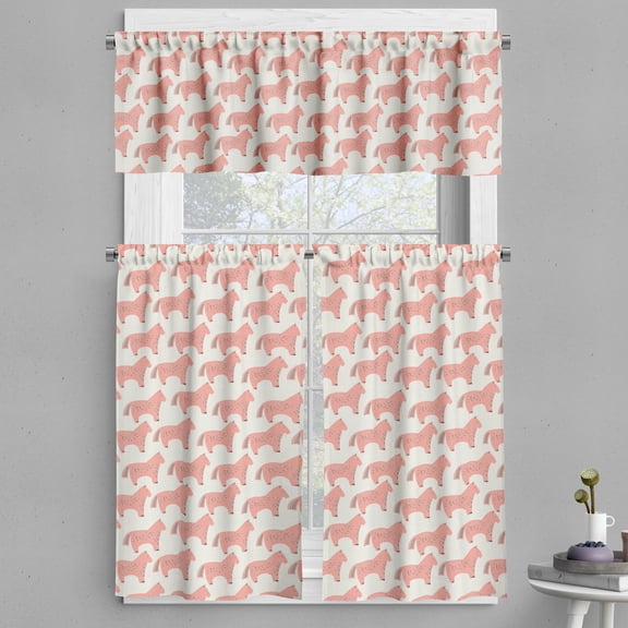 Ambesonne Animal Valance & Curtain, Horse Pattern, 55"x30", Coral and Cream