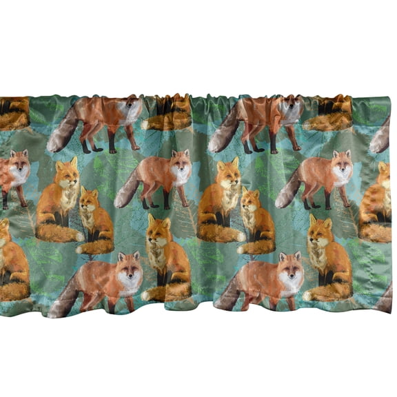 Ambesonne Animal Valance Pack of 2, Charming Little Fox Art, 54"X12", Multicolor