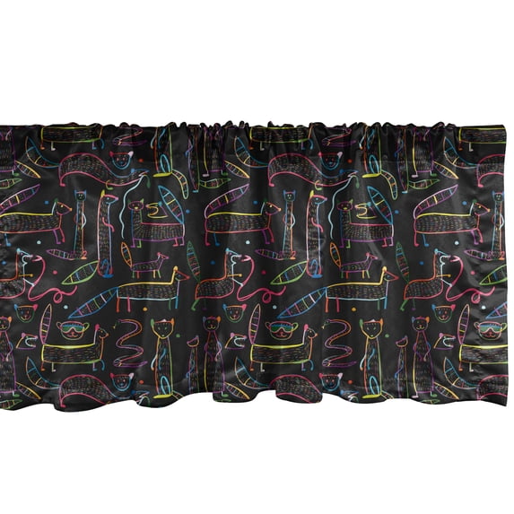Ambesonne Animal Valance Pack of 2, Mongooses Hunting Snakes, 42"X18", Charcoal Grey Multicolor