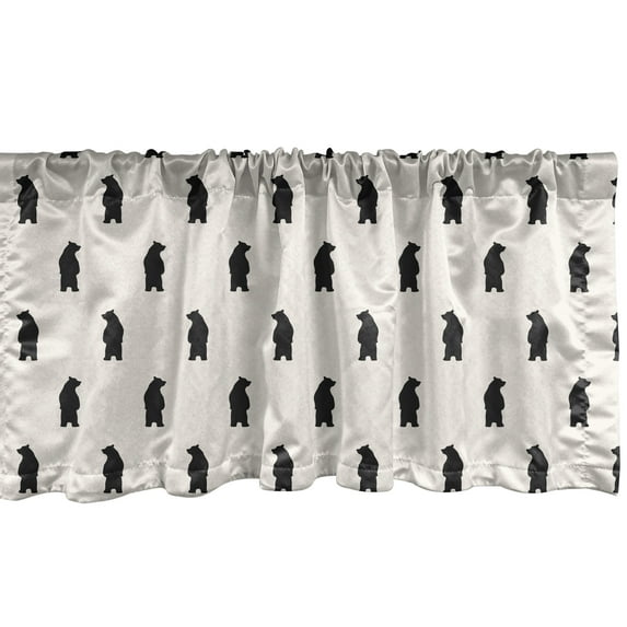 Ambesonne Animal Window Valance, Black Bear Silhouettes, 54" X 18", Cream and Black