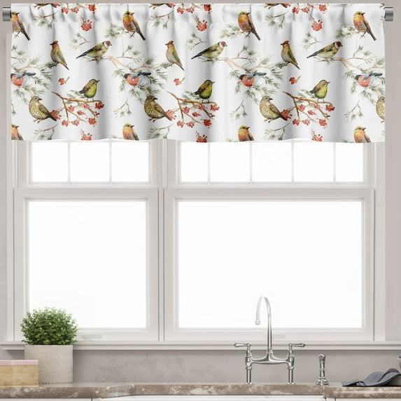 Ambesonne Animal Window Valance, Colorful Forest Birds, 54" X 18", Multicolor