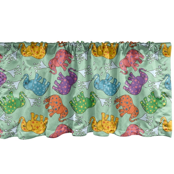 Ambesonne Animal Window Valance, Colorful Polka Dot Animal, 42" x 18", Turquoise and Multicolor