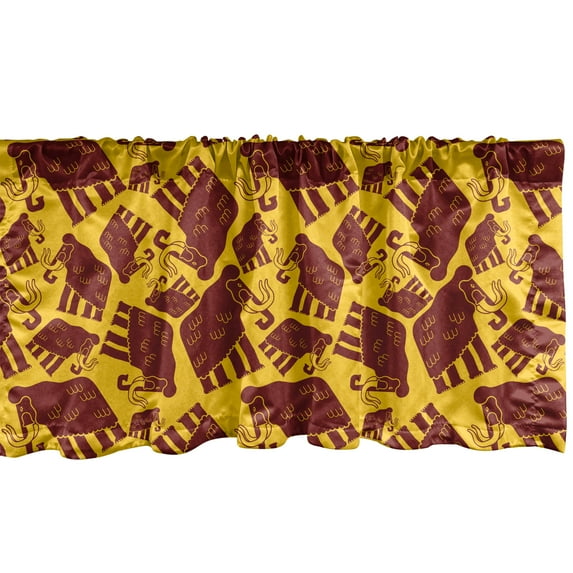 Ambesonne Animal Window Valance, Prehistoric Jurassic Mammoth, 54" X 18", Earth Yellow Burgundy