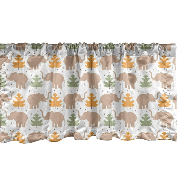 Ambesonne Animal Window Valance, Tropical Mammals Leaves, 54" X 18", Pale Salmon and Marigold