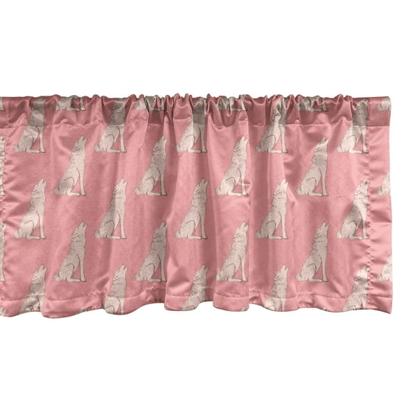 Ambesonne Animal Window Valance, Vintage Howling Wolf Sketch, 42" x 12", Blush Pale Eggshell